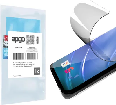 Produktbild von apgo Hybrid Schutzglas, kompatibel mit ZTE Blade A54, 9H Härte, Flexible Nano Glass PRO, toller Ersatz für Hartglas, kratzfester Displayschutzglas, Displayschutz, Full Glue