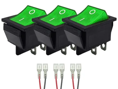Produktbild von ProRide Wippschalter ON/OFF KCD4-202 2-polig 250V/16A Grün - 3 Stück