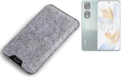 Produktbild von K-S-Trade Filz Handyhülle kompatibel mit Honor 90 Pro Schutzhülle Filztasche Filz Tasche Case Sleeve Handy Hülle Filzhülle grau