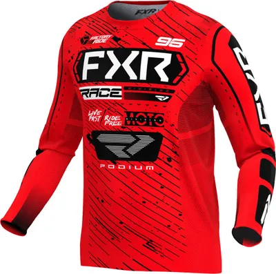 Imagen del producto de Camiseta de motocross FXR Podium 2025 para jóvenes, color rojo//blanco, talla L