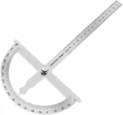Produktbild von Metallwinkelmesser 0-180° Edelstahl Goniometer mit Feststellschraube, Universal-Winkelmesser mit Skala für Schule, Tischler, DIY, Malerei und Zeichnung (245 mm)