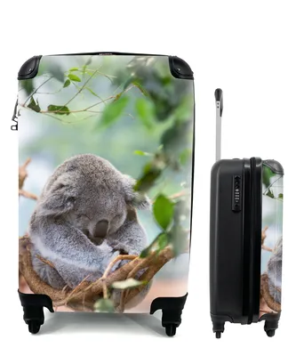 Produktbild von MuchoWow® Koffer Handgepäck Trolley Rollkoffer Kleine Reisekoffer mit 4 Rollen - Koala - Äste - Schlaf - Kinder - Jungen - Mädchen - Cabin Size < 55x40x23 cm & 55x40x20 cm - Kinderkoffer - Kabinenkoffer - Boardgepäck - Reise-Box - Reisekoffer - Reisegepäck - Koffer mit Bild - Trolley für Kinder
