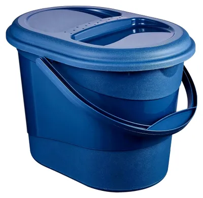 Produktbild von -Eimer mit Deckel, 13 l, Ovaler Abfalleimer, Elsa, Eco Blue (Blau)