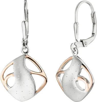 Produktbild von Ohrhänger Ohrringe mit Muster 925 Silber Rotgold vergoldet bicolor teilmatt
