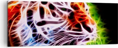 Produktbild von Bild auf Leinwand - Leinwandbild - Afrika aggression tiere tiger - 140x50cm - Wand Bild - Wanddeko - Leinwanddruck - Bilder - Kunstdruck - Wanddekoration - Leinwand bilder - Wandkunst - AB140x50-2293