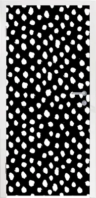 Produktbild von MuchoWow® Türtapete Selbstklebende Türfolie Polka dots - Schwarz - Weiß 85x205 cm Türposter Türaufkleber Klebefolie Türklebefolie - Türverzierung - Türen Dekoration - Plakaten