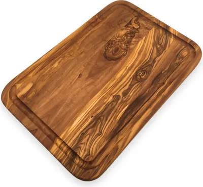 Produktbild von Servierbrett mit Rille "The Goldbullion" Länge 33 cm Schneidebrett Servierplatte aus Olivenholz