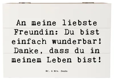 Produktbild von Mr. & Mrs. Panda Geschenkbox Spruch Liebste Freundin 22 x 15 cm - Weiß - Geschenk, Aufmerksamkeit, fotobox, Kiste, Freundschaft, handgefertigt, Wertschätzung, Bedanken