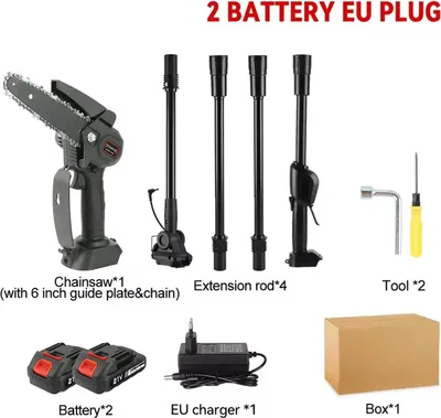 Produktbild von Gartensäge - Akku-Hochentaster/Astkettensäge - 2‑in‑1 - 3500 W - Kabellos - 15 cm Schwert - Schwarz