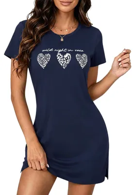 Immagine prodotto di Solidchoice - Pigiamino da donna in cotone, maniche corte, con motivo a cuore