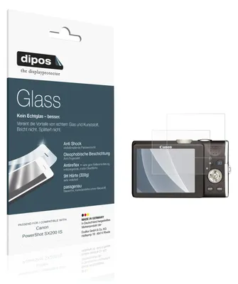 Obrázek produktu pro 2x ochranná fólie pro fotoaparát Canon PowerShot SX200 IS, matná – proti nárazům, tvrzené sklo (plastové sklo) dipos Glass