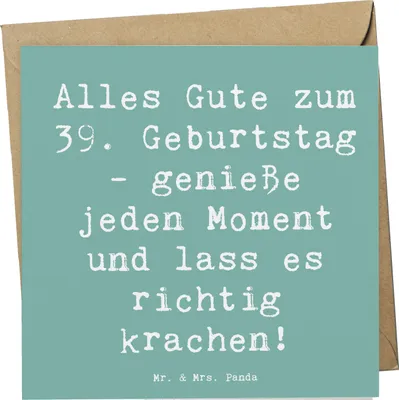 Produktbild von Mr. & Mrs. Panda doppelkarte Spruch 39. Geburtstag Freude - Meeresbrise - Geschenk, besondere Gratulation, besonderer Tag, Happy Birthday, Klappkarte, anlasskarte, Alter