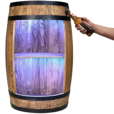 Immagine prodotto di Bar rustico in legno con illuminazione LED RGB e apribottiglie - Wengé 80x50 cm
