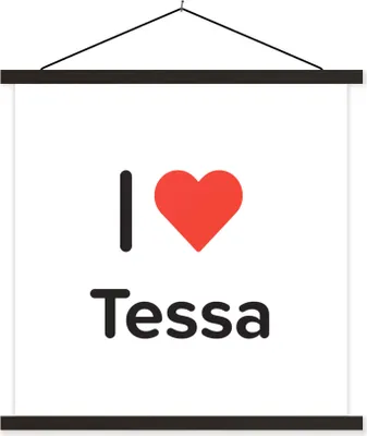 Produktbild von MuchoWow® Textilposter Ich liebe - Tessa - Mädchen 90x90 cm mit schwarzem Rahmen - Magnetisches