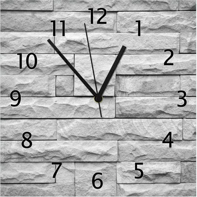 Produktbild von Wallario Design Wanduhr Steinwand grau aus Echtglas, Größe 30 x 30 cm