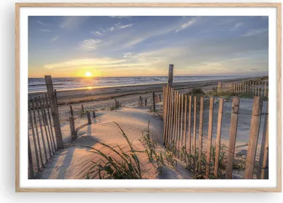 Produktbild von Gerahmtes Poster - Rahmen in heller Eiche - Westen Sonne Düne - 100x70 cm - Wand Bild - Wanddeko - Wandbilder - Wandposter - Bilderrahmen - Bilder - Kunstdruck - Wandbild - P2NAA100x70-4219