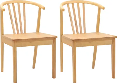 Image de vidaXL Chaise de salle à manger 2 pcs Naturel Bois de caoutchouc solide