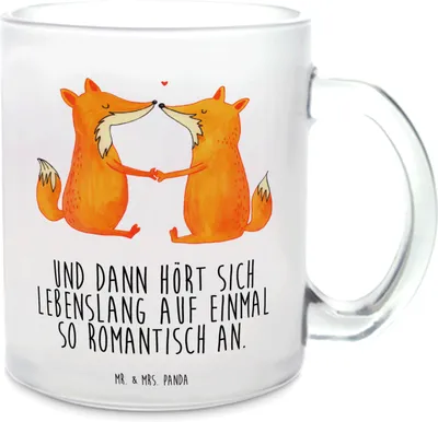 Produktbild von Mr. & Mrs. Panda Pott Füchse Liebe - Transparent - Geschenk, Häferl, Freund, Henkelbecher, Haferl, Fuchs, Freundin, Teetasse, Tee Tasse, Partner