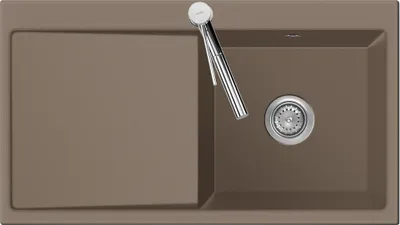Produktbild von Flächenbündige Spüle MERA 90 Fango mit Becken rechts und Handbetätigung