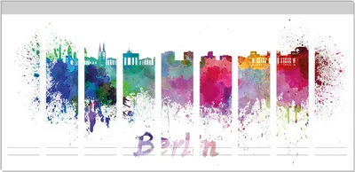 Produktbild von Wallario Ordnerrücken Sticker, selbstklebend für breite Ordner, 9 Stück, Motiv Städte als Aquarell - Skyline von Berlin