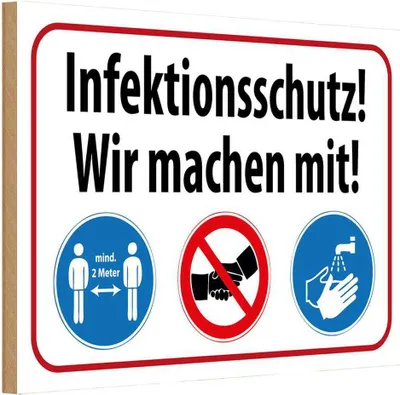 Produktbild von vianmo Holzschild 20x30 cm Infektionsschutz wir machen mit Warnschild Hinweisschild