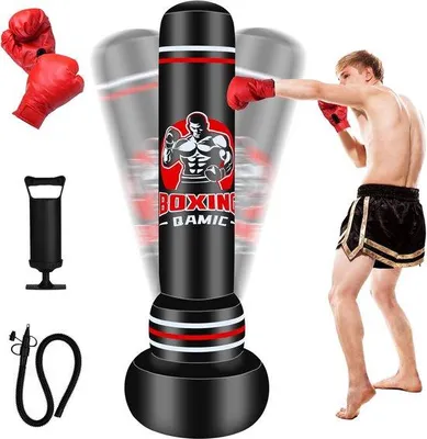 Produktbild von Famanu Standboxsack für Erwachsene - Boxsack mit Ständer für Training