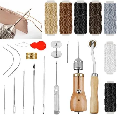 Produktbild von Leder-Nähset mit Handwerkzeugen und Zubehör für DIY-Projekte