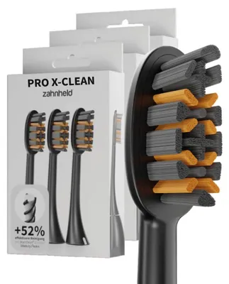 Produktbild von Zahnheld Bürstenkopf Ersatzbürsten Pro X-Clean - ideal für Gero Schallzahnbürste, 9 Stück, Schwarz, mittelharte Wechselköpfe, Schallzahnbürstenkopf