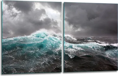 Produktbild von Herdabdeckplatten 2x40x52 Glaskeramikfeld 2-Teilig Glas Spritzschutz Meer