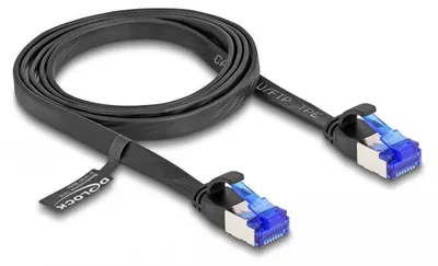 Produktbild von Delock - Patch-Kabel - RJ-45 (M) zu RJ-45 (M) - 1 m - U/FTP - CAT 6a - ohne Haken, flach - Schwarz