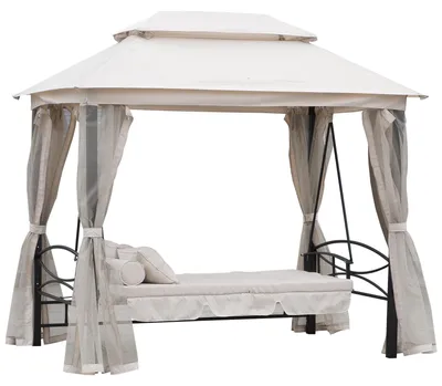 Produktbild von Hollywoodschaukel Gartenschaukel Schaukel mit Seitenwänden 3-Sitzer Beige 256 x 172 x 248 cm