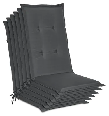 Immagine prodotto di Beautissu Set di 6 cuscini per sedie da giardino Loft HL grigio grafite, 120x50x6 cm