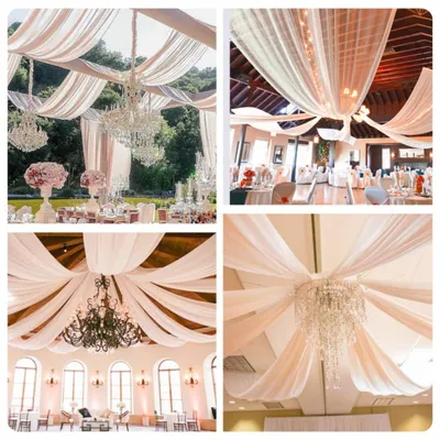Tüll-Plafondgordijn für Hochzeit, Champagner, 150×600 cm