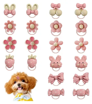 Produktbild von 20 Stück rosa Gummibänder für Hunde, Haarschleifen für kleine Hunde und Mädchen, Hundeaccessoires, Haarband-Dekorationen für Welpen