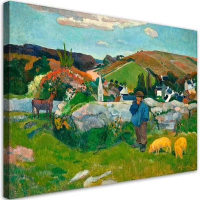 Produktbild von Leinwandbild  Der Schweinehirt - Paul Gauguin 120x80 Feeby Bunt bild für die wand bereit zum aufhängen