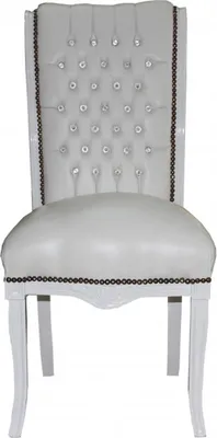 Produktbild von Casa Padrino Barock Hochlehner Esszimmer Weiss/Weiss mit Glitzersteinen - Hochlehnstuhl Möbel - Barock Möbel
