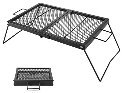 Obrázek produktu pro SucceBuy skládací grilovací rošt pro táboření, rozměry 758 x 383 x 235 mm, přenosný gril z uhlíkové oceli s nohami a rukojetí, grilovací mřížka pro venkovní grilování, kempování a zahradu