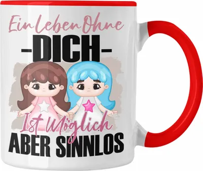Produktbild von Trendation - Beste Freundin Tasse Geschenk Spruch BFF Geschenkidee Ein Leben Ohne Dich (Rot)