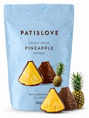 Obrázok produktu pre Ananásové guličky s polevou z plnotučnej čokolády, lyofilizované, ovocná desiata