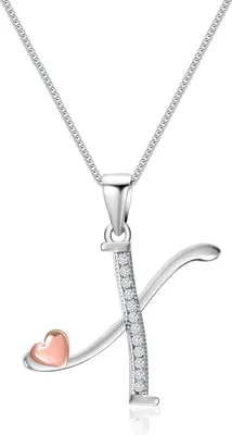 Image de Mesovor Initiale chaîne argent 925 zirconium femmes filles collier-X