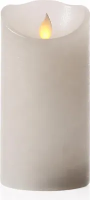 Produktbild von LED Kerze mit beweglicher Flamme - Rustik-Optik - Echtwachs - Timer - H: 15cm - D: 7,5cm - weiß