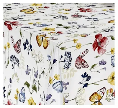 Produktbild von PVC Tischdecke Spring 2 Schmetterling Wachstuch - Breite und Länge wählbar - abwaschbare Tischdecke, Größe: 140 x 300 cm