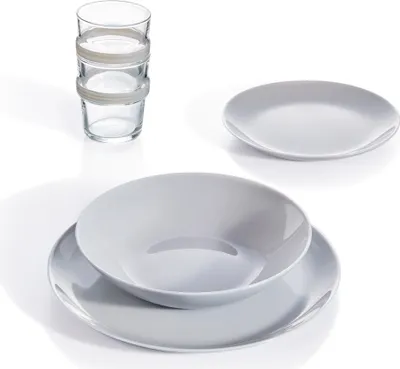 Zdjęcie produktu dla Serwis obiadowy Zestaw zastawy stołowej Serwis kombinowany dla 6 osób Diwali granit 18 szt.  LUMINARC