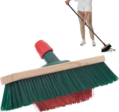 Produktbild von Novaliv Gartenbesen Elaston 40 cm Besenkopf mit V-Borsten Elaston Ideal als Besen draußen Straßenbesen harte borsten Terassenbesen Hofbesen Stallbesen Kehrbesen Industriebesen Outdoor broom
