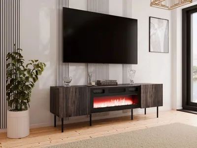 Obrázok produktu pre Televízny stolík s elektrickým krbom ANGET - orech