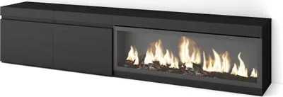 Produktbild von TV-Schrank, Lowboard, 208x35x45cm, Für TV-Geräte bis zu 80", Elektrokamin XXL, Schwarz