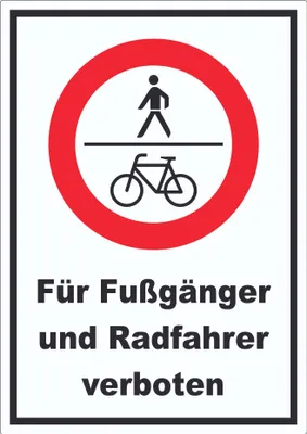 Produktbild von Für Fußgänger und Radfahrer verboten Aufkleber A5 (148x210mm)