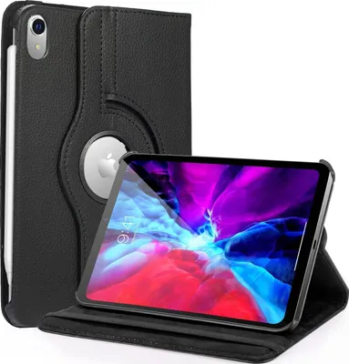 Immagine prodotto di Cover per iPad MINI 6a generazione 2021 - Custodia protettiva nera Custodia girevole a 360° Protezione completa Portrait landscape Chiusura elastica Phonillico®
