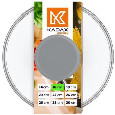 Produktbild von KADAX Glasdeckel mit Griff aus Silikon, hitzebeständiger Deckel für Topf ⌀14-30cm, Deckel mit Dampfloch, Universaldeckel in verschiedenen (16cm, grau)