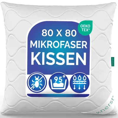 Produktbild von KNERST® Kopfkissen KomfortFlex für erholsamen Schlaf - Stützendes Kopfkissen gegen Nackenschmerzen - Kissen 95°C waschbar - Größe: 80x80 cm
